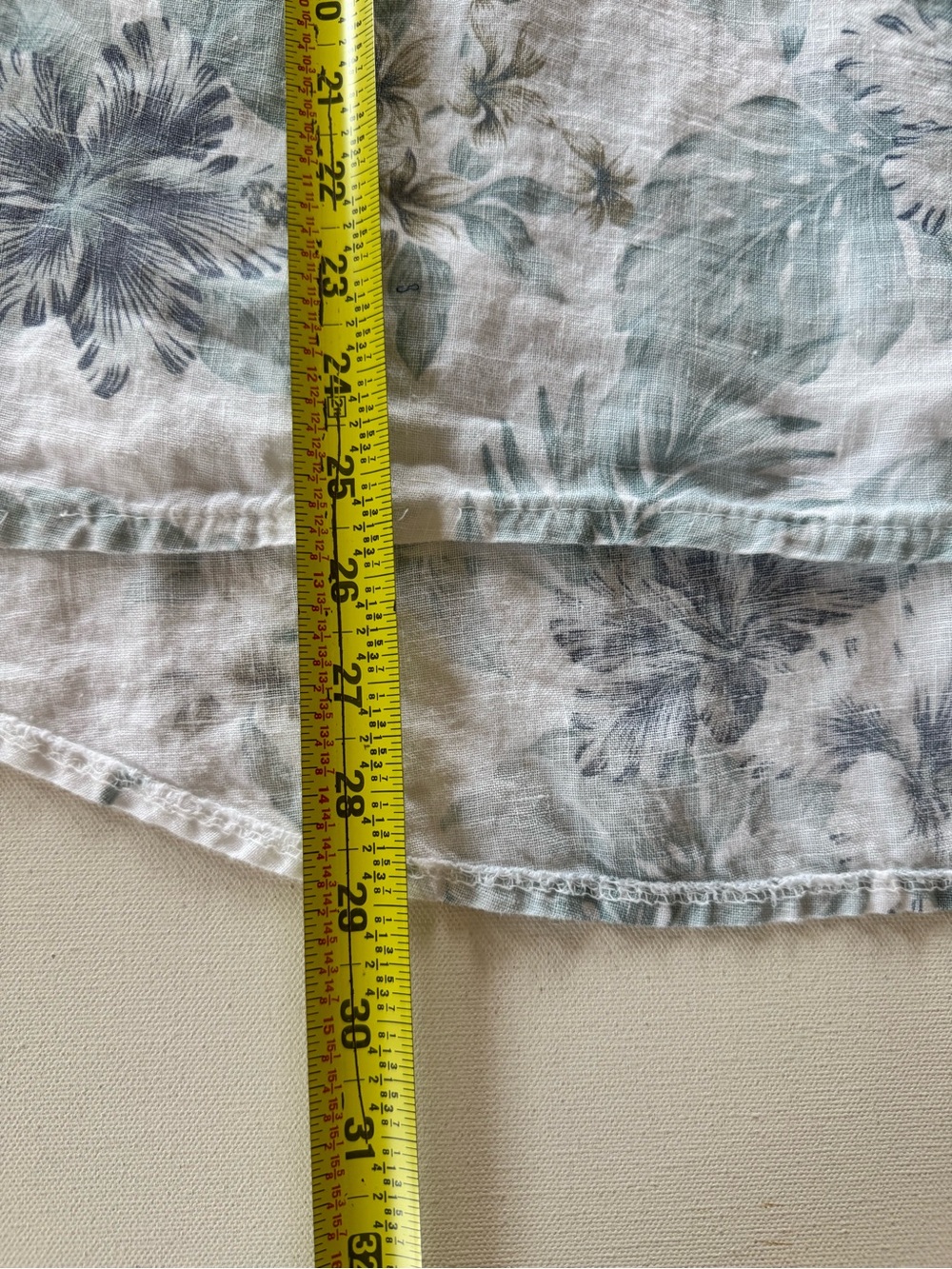 Terzo Millennio Linen Shirt Size M Green Floral Italy Button Detail Short Sleeve - Picture 13 of 13